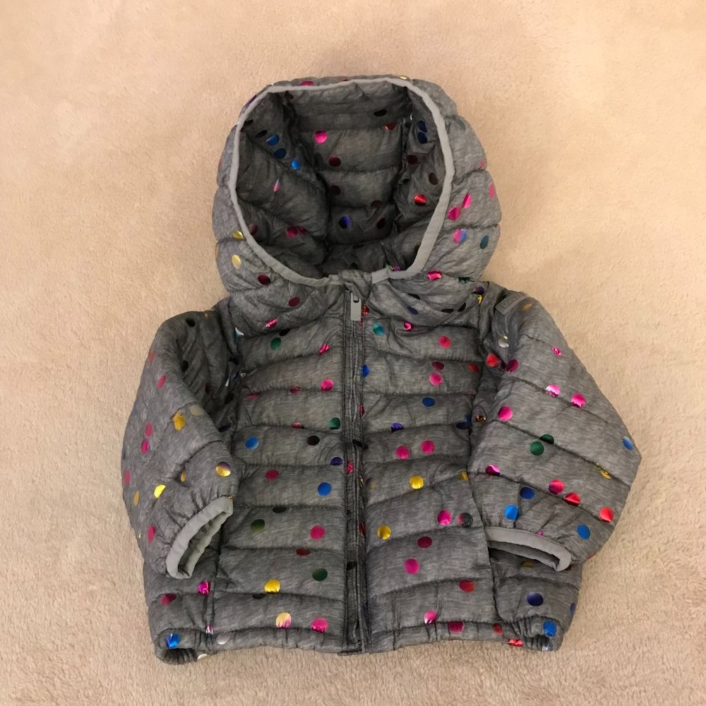 GAP BABY Midweight PUFFER JACKET in color GRAY with Metallic Dots
